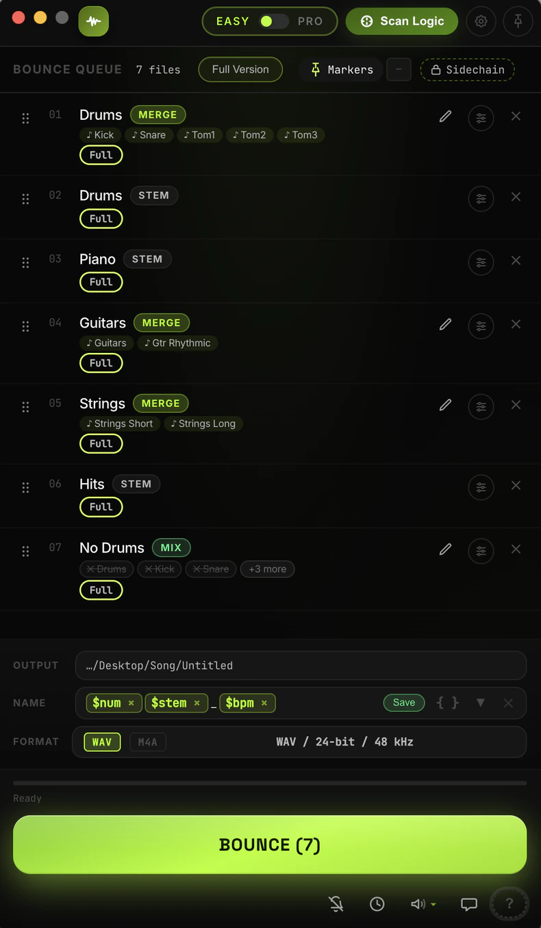 EasyBounce app interface
