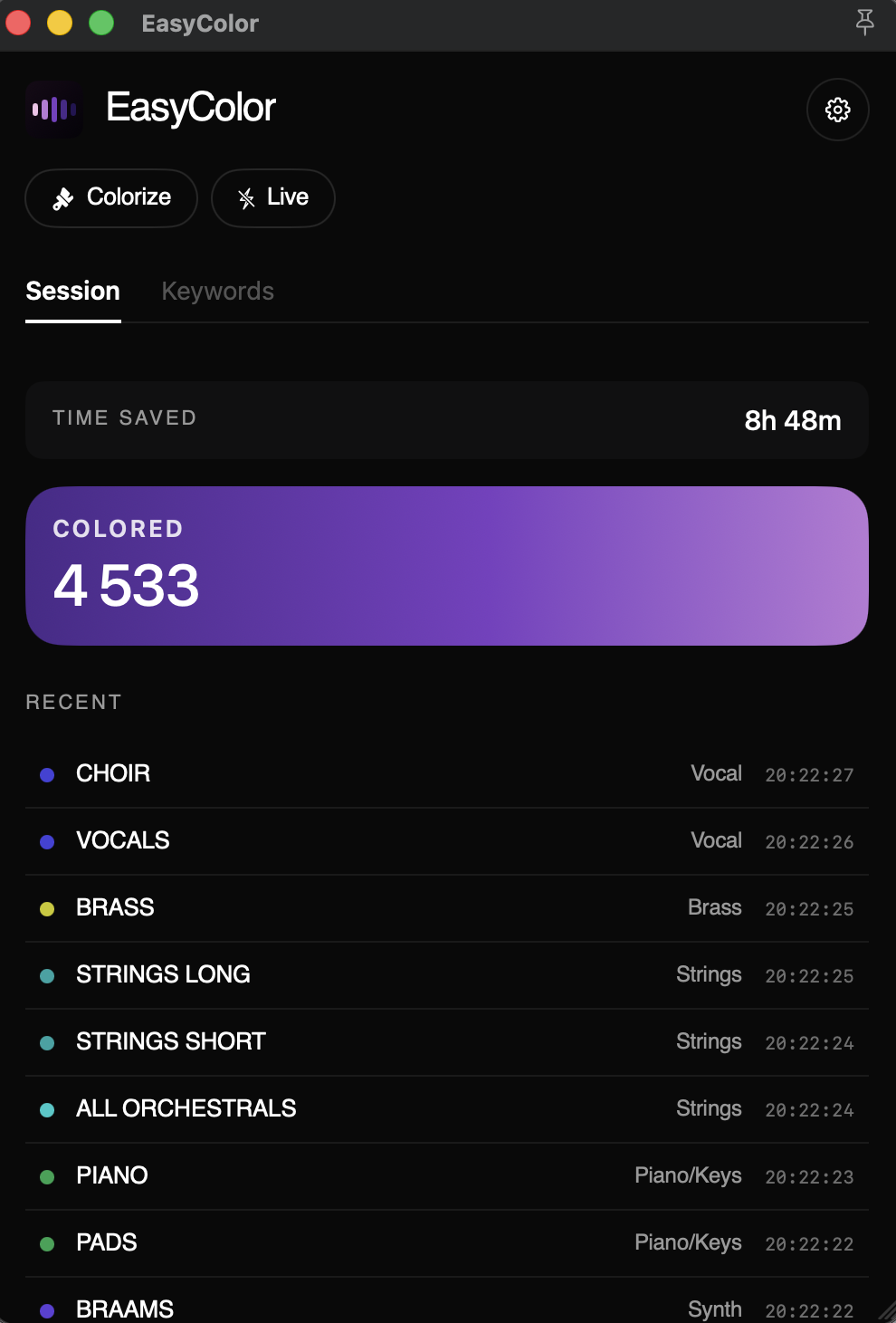 EasyColor app interface
